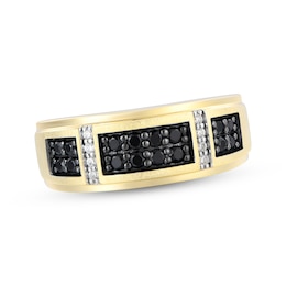 Previously Owned Men's Black & White Diamond Wedding Band 1/2 ct tw 10K Yellow Gold