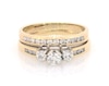 Thumbnail Image 1 of Previously Owned Round-Cut Three-Stone Diamond Bridal Set 5/8 ct tw 14K Yellow Gold Size 8