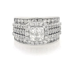 Previously Owned Princess-Cut Quad Diamond Bridal Set 1-7/8 ct tw 14K White Gold Size 6