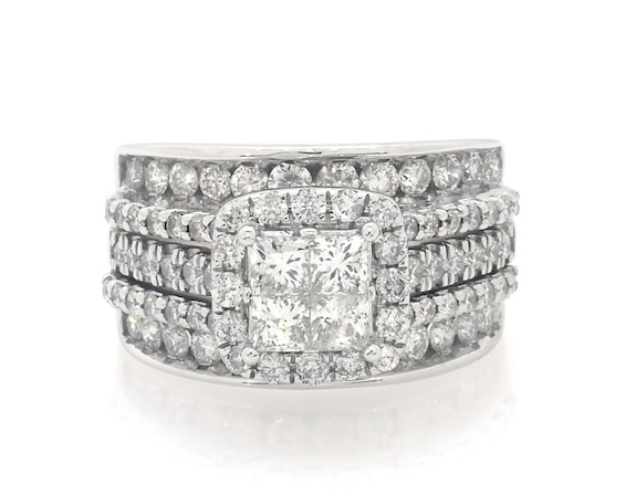 Previously Owned Princess-Cut Quad Diamond Bridal Set 1-7/8 ct tw 14K White Gold Size 6