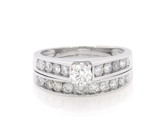 Previously Owned Round-Cut Diamond Bridal Set 1 ct tw 14K White Gold Size 6