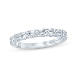 Previously Owned Monique Lhuillier Bliss Baguette & Round-Cut Diamond Wedding Band 1/3 ct tw 18K White Gold