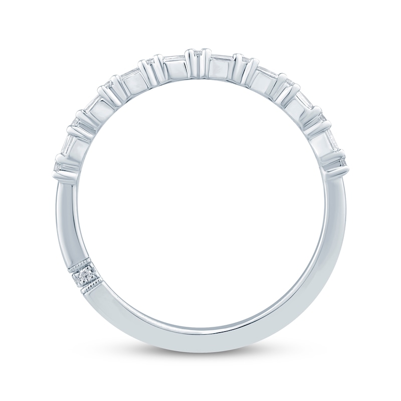 Main Image 3 of Previously Owned Monique Lhuillier Bliss Baguette & Round-Cut Diamond Wedding Band 1/3 ct tw 18K White Gold