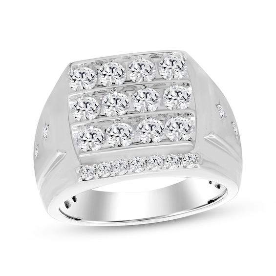Previously Owned KAY Lab-Grown Diamonds Men's Multi-Row Fashion Ring 2 ct tw 10K White Gold