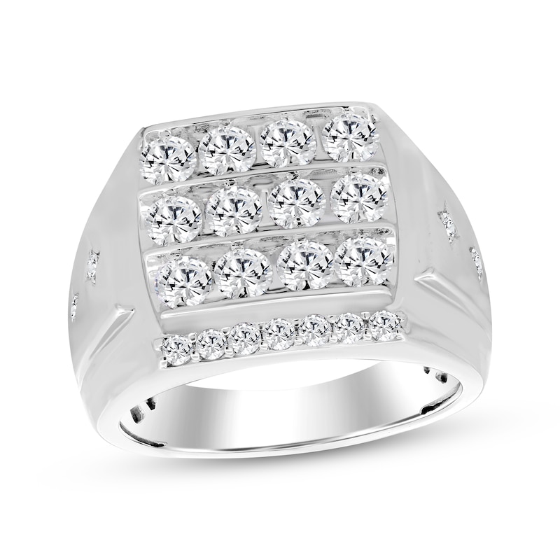 Main Image 1 of Previously Owned KAY Lab-Grown Diamonds Men's Multi-Row Fashion Ring 2 ct tw 10K White Gold