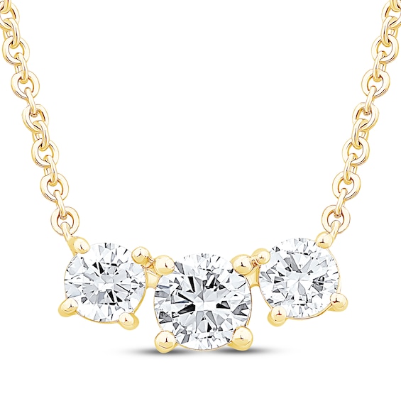 Previously Owned KAY Lab-Grown Diamonds Three-Stone Necklace 1-1/2 ct tw 14K Yellow Gold 18"