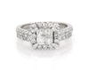 Thumbnail Image 1 of Previously Owned Princess-Cut Quad Diamond Halo Bridal Set 1-1/5 ct tw 14K White Gold Size 2.75