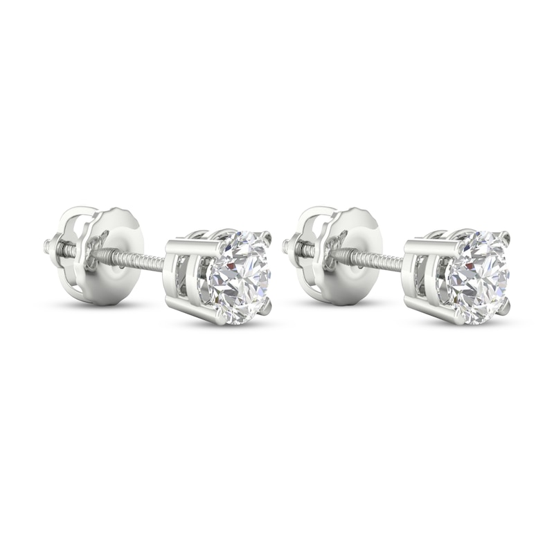 Main Image 4 of Previously Owned KAY Lab-Grown Diamonds Solitaire Stud Earrings 3/4 ct tw 14K White Gold (F/SI2)