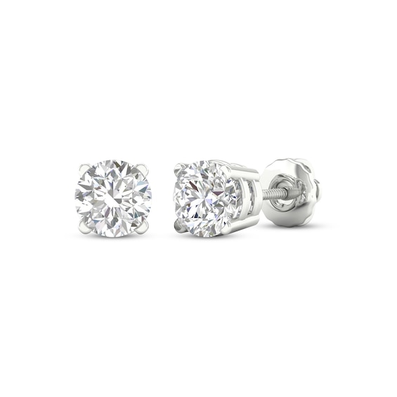 Previously Owned KAY Lab-Grown Diamonds Solitaire Stud Earrings 2 ct tw 14K White Gold (F/SI2)