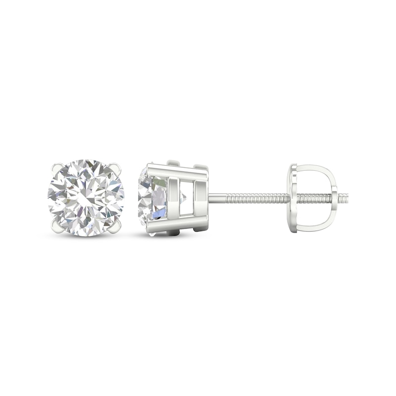 Main Image 3 of Previously Owned KAY Lab-Grown Diamonds Solitaire Stud Earrings 2 ct tw 14K White Gold (F/SI2)