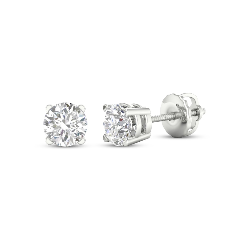 Main Image 1 of Previously Owned KAY Lab-Grown Diamonds Solitaire Stud Earrings 1 ct tw 14K White Gold (F/SI2)