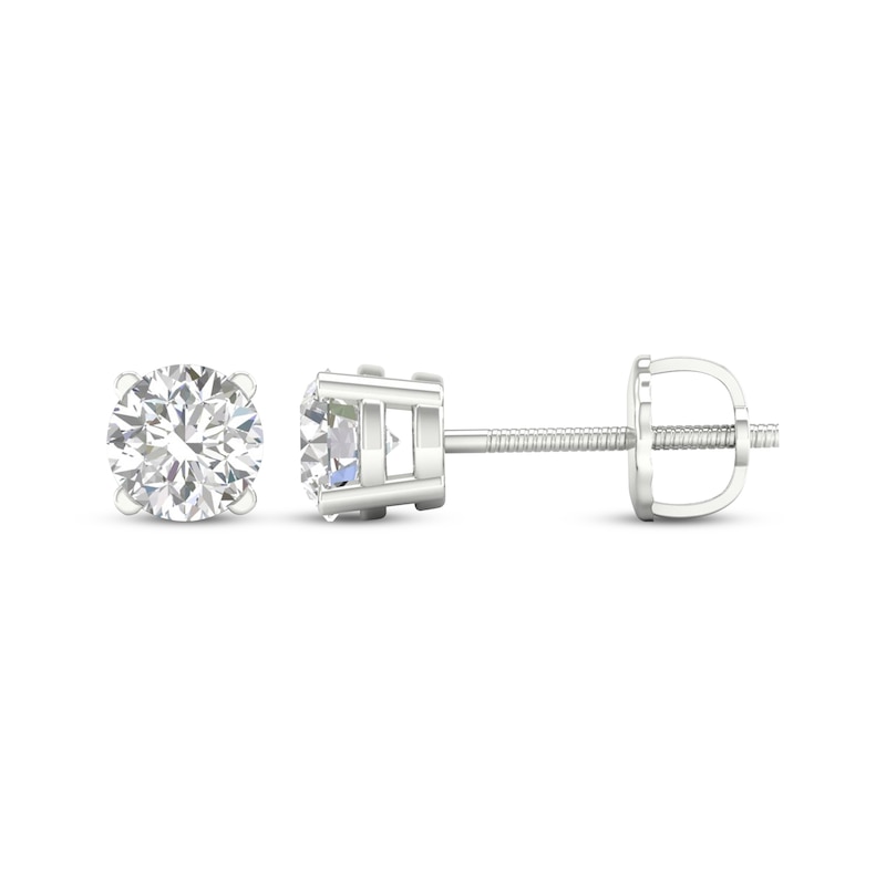 Main Image 3 of Previously Owned KAY Lab-Grown Diamonds Solitaire Stud Earrings 1 ct tw 14K White Gold (F/SI2)