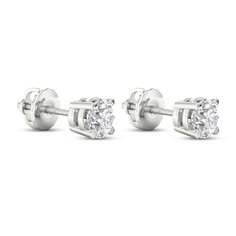Main Image 4 of Previously Owned KAY Lab-Grown Diamonds Solitaire Stud Earrings 1 ct tw 14K White Gold (F/SI2)