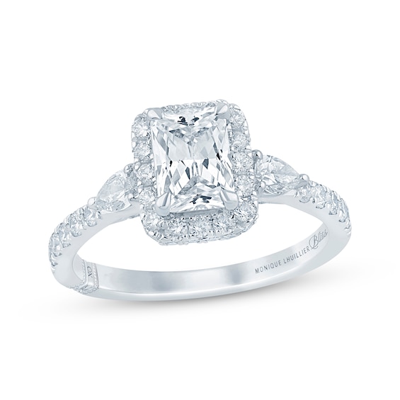 Previously Owned Monique Lhuillier Bliss Emerald-Cut Lab-Grown Diamond Engagement Ring 1-7/8 ct tw 18K White Gold