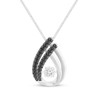 Previously Owned Unstoppable Love Black & White Diamond Teardrop Necklace 1/4 ct tw 10K White Gold 19"