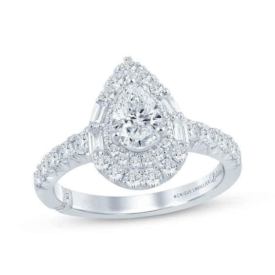 Previously Owned Monique Lhuillier Bliss Pear-Shaped Lab-Grown Diamond Engagement Ring 1-1/5 ct tw 18K White Gold