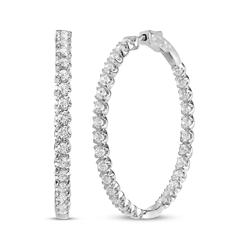 Main Image 1 of Previously Owned KAY Lab-Grown Diamonds Inside-Out Hoop Earrings 4 ct tw 10K White Gold