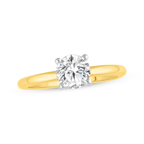 Previously Owned Lab-Grown Diamonds Round-Cut Solitaire Engagement Ring 1 ct tw 14K Yellow Gold (F/SI2)