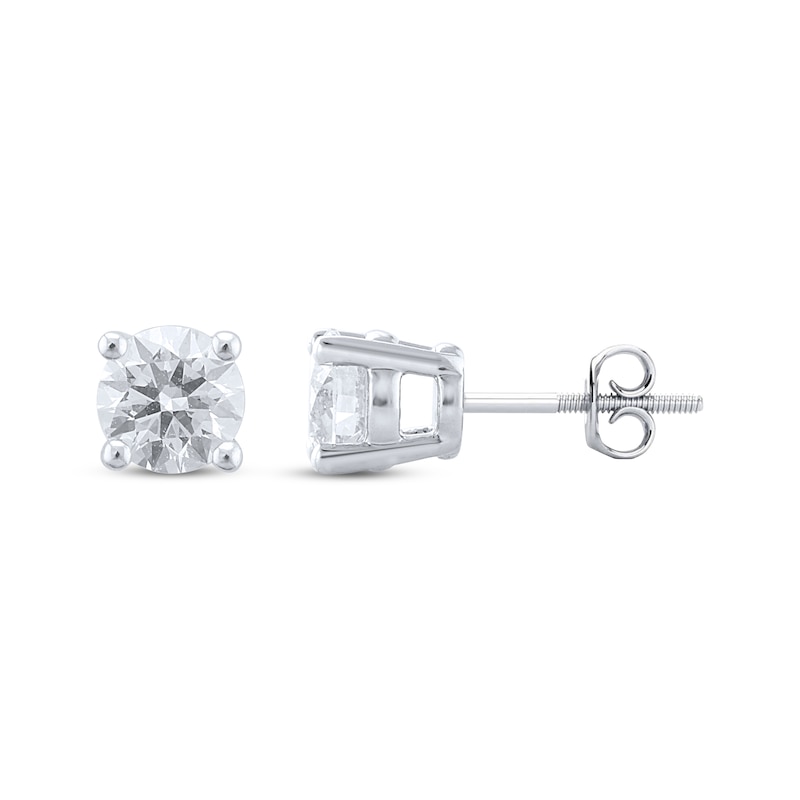 Main Image 1 of Previously Owned Lab-Created Diamonds by KAY Solitaire Stud Earrings 1 ct tw 14K White Gold (I/SI2)