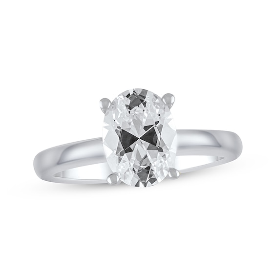 Previously Owned Lab-Grown Diamonds Oval-Cut Solitaire Engagement Ring 2 ct tw 14K White Gold (F/SI2