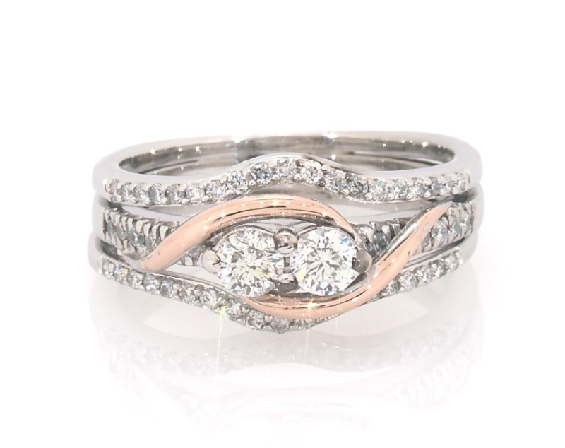 Main Image 1 of Previously Owned Diamond Ever Us Bridal Set 5/8 ct tw 14K Two-Tone Gold Size 8.25