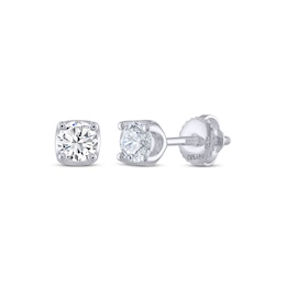 Previously Owned THE LEO Legacy Lab-Grown Diamond Round-Cut Solitaire Stud Earrings 1/2 ct tw 14K White Gold (F/VS2)