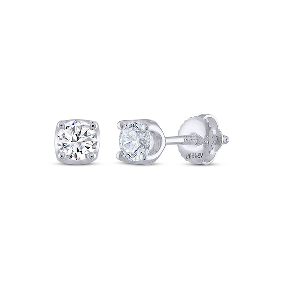Previously Owned THE LEO Legacy Lab-Grown Diamond Round-Cut Solitaire Stud Earrings 1/2 ct tw 14K White Gold (F/VS2)