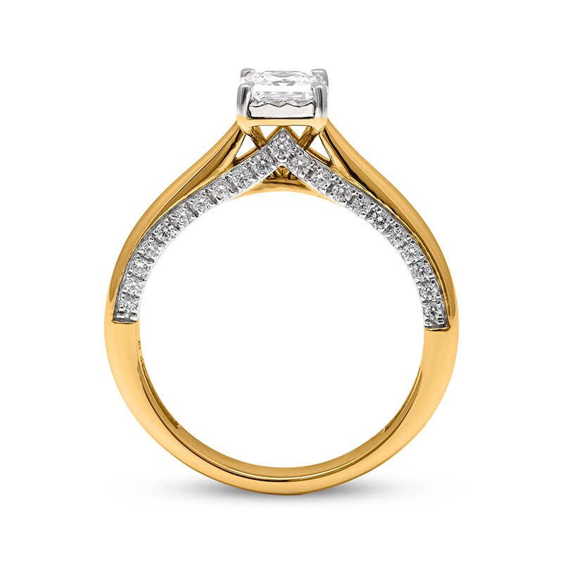 Main Image 2 of Previously Owned Princess-Cut Diamond Solitaire Ring 1 ct tw 10K Yellow Gold (J/I3)