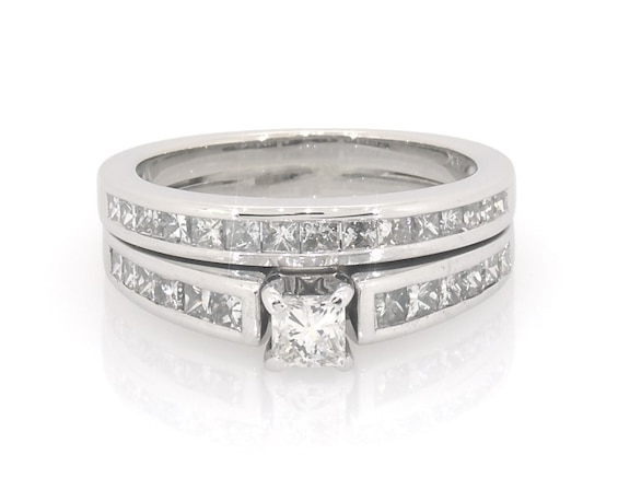 Previously Owned Princess-Cut Diamond Bridal Set 7/8 ct tw 14K White Gold 7.5