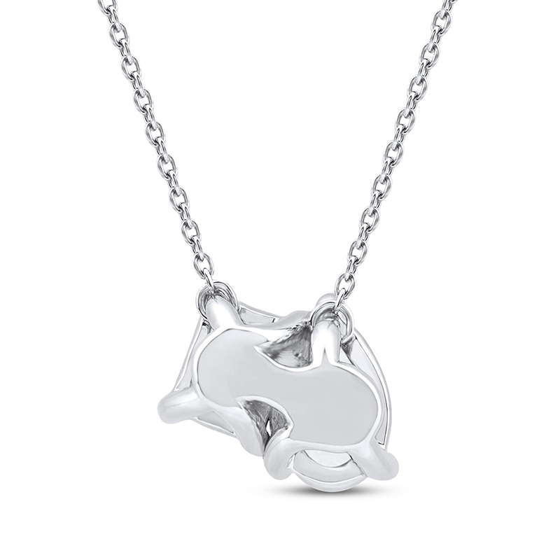 Main Image 3 of Previously Owned Toi et Moi Lab-Grown Diamond Emerald-Cut & Pear-Shaped Necklace 1 ct tw 14K White Gold 18"