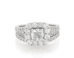 Previously Owned Neil Lane Cushion-Cut Diamond Halo Bridal Set 2-1/2 ct tw 14K White Gold Size 6