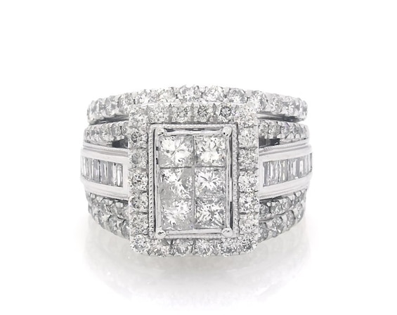 Previously Owned Princess-Cut Multi-Diamond Bridal Set 2-7/8 ct tw 10K White Gold Size 6.5