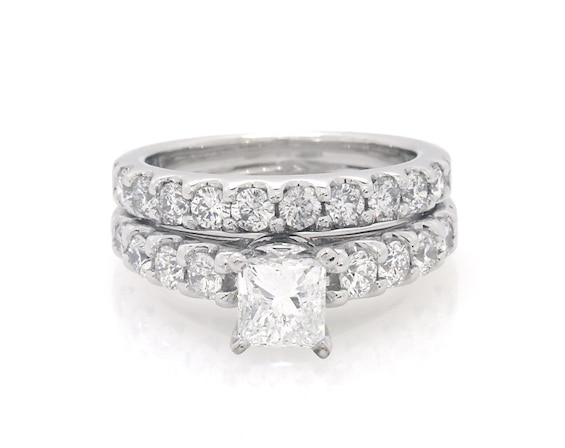 Previously Owned Princess-Cut Diamond Bridal Set 2 ct tw 14K White Gold Size 5.25