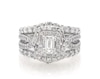 Thumbnail Image 1 of Previously Owned Emerald-Cut Diamond Double Halo Bridal Set 1-7/8 ct tw 14K White Gold Size 6.25