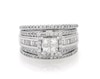 Thumbnail Image 1 of Previously Owned Princess-Cut Quad Diamond Bridal Set 1-1/5 ct tw 14K White Gold Size 6