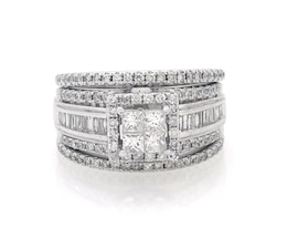 Previously Owned Princess-Cut Quad Diamond Bridal Set 1-1/5 ct tw 14K White Gold Size 6