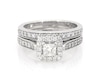 Thumbnail Image 1 of Previously Owned THE LEO Diamond Princess-Cut Halo Bridal Set 7/8 ct tw 14K White Gold Size 7