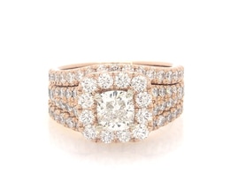 Previously Owned Neil Lane Cushion-Cut Diamond Halo Bridal Set 2-7/8 ct tw 14K Rose Gold Size 6.75
