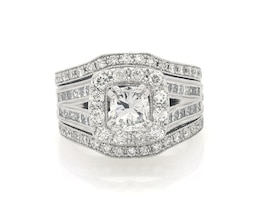 Previously Owned Neil Lane Cushion-Cut Diamond Halo Bridal Set 2-3/4 ct tw 14K White Gold Size 6