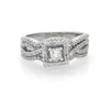 Thumbnail Image 1 of Previously Owned Princess-Cut Diamond Halo Bridal Set 5/8 ct tw 14K White Gold Size 6