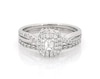 Thumbnail Image 1 of Previously Owned Emerald-Cut Diamond Double Halo Bridal Set 5/8 ct tw 10K White Gold Size 7.25