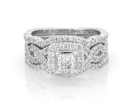 Previously Owned Neil Lane Princess-Cut Diamond Halo Bridal Set 1-1/3 ct tw 14K White Gold Size 6.5