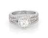 Thumbnail Image 1 of Previously Owned Round-Cut Diamond Halo Bridal Set 1-1/3 ct tw 14K White Gold Size 5.25