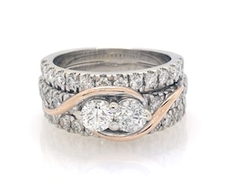 Previously Owned Round-Cut Diamond Two-Stone Bridal Set 1-7/8 ct tw 14K Two-Tone Gold Size 5.25
