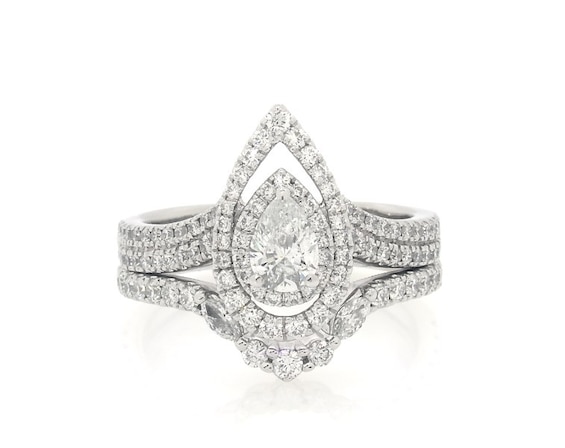 Previously Owned Neil Lane Pear-Shaped Diamond Bridal Set 1-1/2 ct tw 14K White Gold Size 8