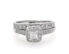 Thumbnail Image 1 of Previously Owned Princess-Cut Diamond Cushion Halo Bridal Set 5/8 ct tw 14K White Gold Size 7.5