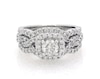 Thumbnail Image 1 of Previously Owned Round-Cut Diamond Twist Shank Soldered Bridal Set 1-1/6 ct tw 14K White Gold Size 5.25