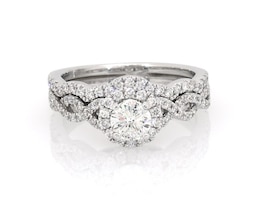 Previously Owned THE LEO First Light Diamond Round-Cut Bridal Set 1 ct tw 14K White Gold Size 6.5
