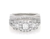 Thumbnail Image 1 of Previously Owned Princess-Cut Diamond Three-Stone Bridal Set 1 ct tw 14K White Gold Size 4.75