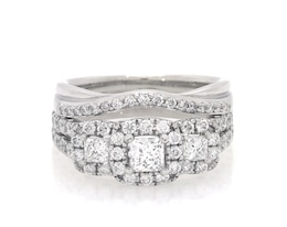 Previously Owned Princess-Cut Diamond Three-Stone Bridal Set 1 ct tw 14K White Gold Size 4.75